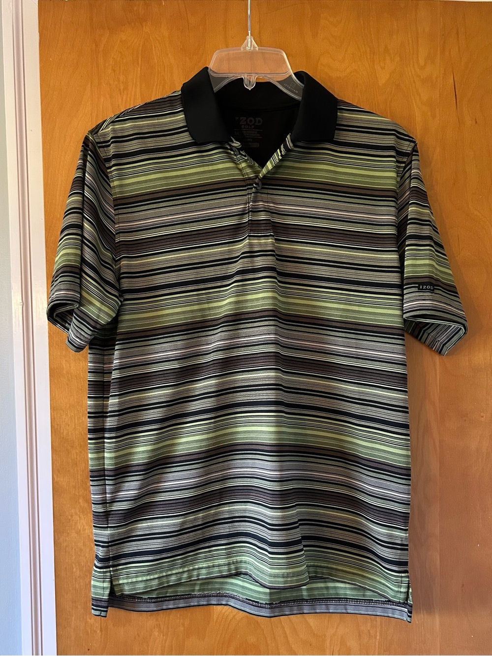 IZOD Men’s Green Striped Polo golf shirt M